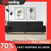 Sofa bed black velvet adjustable backrest cushions comfortable 216x89 1861