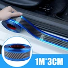1x Carbon Fiber Car Door Sill Scuff Cover Plate Sticker Protector Car Parts Blue