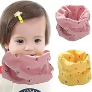 [CATOR] Pack of 2 Children's Cotton Autumn Winter Scarf Baby Loop Neck Warmer Girls and Boys (Pink+Yellow)
