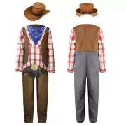 Kids Dress Up Cosplay Bodysuit And Hat One-piece Cowboy Costumes Long Sleeve