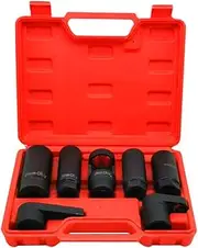 7PCS Oxygen Sensor Socket 22mm (7/8 in), 27mm, 29mm fits All Vehicle O2 Removal and Installation Universal Puller and Removal Tool