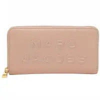 在飛比找momo購物網優惠-【MARC JACOBS 馬克賈伯】芭蕾粉浮雕LOGO皮革拉