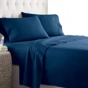 Hotel Soft Flat Fitted Sheet Set Single KS Double Queen King SK Navy