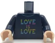 Lego New Dark Blue Minifigure Torso Collared Shirt Rainbow LOVE IS LOVE Piece