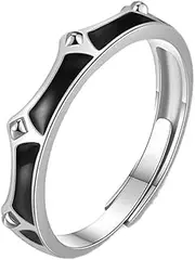 [Generic] Sterling Silver Couples Matching King Queen Promise Rings for Her, Him, Women, Men Engagement Wedding Adjustable Ring, Gift Wrap