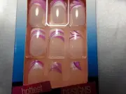 Broadway Fasion Express NAILS Pink Swosh GLUE ON Medium LENGTH, Square Shape