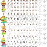 Shappy 50 Pcs Plastic Sand Art Bottles with Cork and Funnels Clear Sand Art Containers for Boys and Girls Craft Collection Bottle for DIY Crafts Wedding Birthday Party Favors Wish, 5 Style