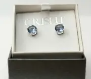 NIB CRISLU BRILLIANT STUD CRYSTAL STERLING SILVER CUBIC ZIRCONIA EARRINGS $85