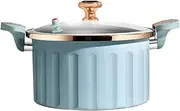 Micro Pressure Cooker Fast Cooking Cookware,Enamel Lining Pressure Cooker Non-Stick Push Pull Lock Pressure Pot with Lid Silicone Seal Spill-Proof Valve Pressure PotBlue,5l