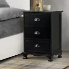 3 Drawer Storage Cabinet Stackable Organiser Shelf Wooden Nightstand Chest Black