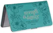 [Christian Art Gifts] Teal Faux Leather Checkbook Cover for Women with Inspirational Scripture, Teal - Strength/Dignity, One Size
