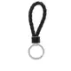 BOTTEGA VENETA 新款銀釦小羊皮編織鑰匙圈(黑色)