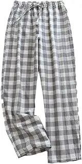 [WSLCN] Mens Cotton Pyjama Bottoms Lightweight Plaid Print Lounge Pants