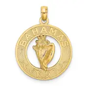14k Yellow Gold BAHAMAS W/Conch Shell Circle Charm