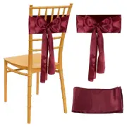 Wedding Chair Sash, 80 Packs Chiffon Fabric 9ft Chair Covers, Wine Red