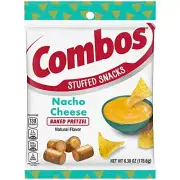 COMBOS Stuffed Snacks Nacho Cheese Baked Pretzel Snacks 6.3 oz Bag 12PK