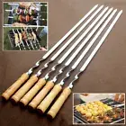 6Pcs Stainless Steel BBQ Flat Skewers Outdoors Grill Long Handle Barbecue XL