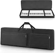 88 Key Keyboard Case 53.9''x7.1''x14.6'', Portable Padded Piano Bag Keyboard Gig Bag with Handles and Adjustable Shoulder Straps with 4-Pocket for Keyboard Accessaries (Black)