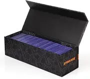 MewVeer Trading Card Storage Box, 1 Pack Magnetic Card Holder Case for Top Loader, Card Cases for Sports Cards, Playing CardBoard Boxes for 800 Cards, 200 Top Loaders (Orange)