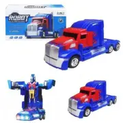 9" Transforming Robot Truck- 2 in 1 Lights Sound- Bump n Go Action Kids Toys