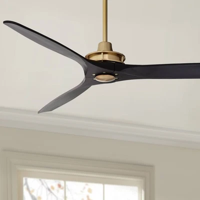 52" Windspun Soft Brass and Matte Black Ceiling Fan with Remote