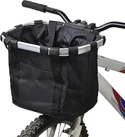 Bike Detachable Basket ycle Fro Pet Carrier Canvas Fro Bag Aluminum Alloy Frame Pet Basket Black