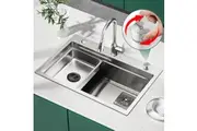 ACA Drainage system Stainless Steel Kitchen Sink Chrome 680x450mm Handmade Laundry sink Single Bowl Bar Sink Colander, Strainer wastes