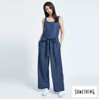 在飛比找momo購物網優惠-【SOMETHING】女裝 NEO FIT綁帶條紋連身寬褲(