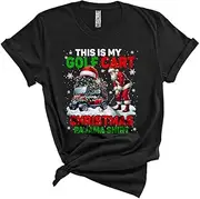 [Generic] This is My Golf Cart Christmas Pajama Shirt, Lovely Funny Santa Playing Golf, Snow Around Unisex T-Shirt
