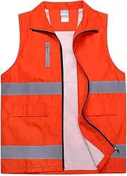 Safety Jacket Zipper Closure Reflective Mesh Safety Vest for Unisex Adult, Outdoor Protective Work Vest with Highlight Reflective Strips for Works