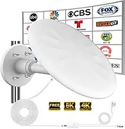 Outdoor TV Antenna for Digital TV, 720° Long Range Omni Directional Reception Digital HD Antenna Signal, with Super Signal Booster, 35ft HDTV Cable, for Attic/Camping/RV/Boat, 2025 Latest (White)