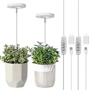 LORDEM Grow Light, Full Spectrum LED Plant Light for Indoor Plants, Height Adjustable Growing Lamp with Auto On/Off Timer 4/8/12H, 4 Dimmable Brightness, Ideal for Small Plants, 2 Packs