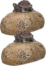 Angoily 2pcs Fake Rock For Key: Turtle On Rock Shape Hidden Key Holder - Decorative Faux Hider For Home Office Garden