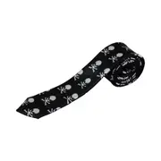 Mens Black & White Skulls 5Cm Skinny Neck Tie
