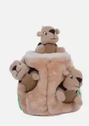 Outward Hound Hide-A-Squirrel Squeaky Puzzle Plush Dog Toy - Hide and Seek