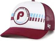 47 Brand Philadelphia Phillies Cooperstown Foam Front Trucker Cap, Adjustable Snapback Hat Burgundy, Burgundy, One Size