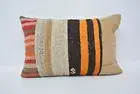 Home Decor Pillow, Boho Pillow, Antique Pillows, 16"x24" Orange Cushion Cover