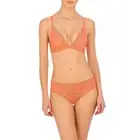 Natori FEATHERS Cantaloupe Orange Lace UW Contour Plunge Bra 32D & Hipster S