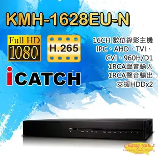 昌運監視器 KMH-1628EU-N 16路數位錄影主機 H.265 TVI/AHD/CVI/IPC DVR