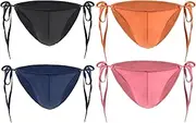 [iphree] Men's Side Tie Underwear Briefs Adjustable String Bikini Thongs Silky Bulge Pouch Underwear Panties