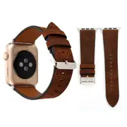 For Apple Watch SE (2nd Gen),44-mm Case Perforated Genuine Leather Watch Band,Cofee