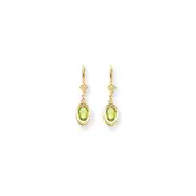 14k Yellow Gold 7x5mm Oval Peridot Checker leverback Earrings