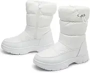 [POVOGER] Womens Winter Boots Snow Boots For Women Black Mid Calf Platform Boots Warm Fur Fashion Slip On Boots
