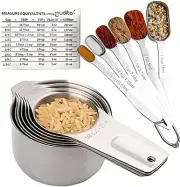 Measuring Cups and Spoons Set Stainless Steel, 13 Piece. 7 Heavy Metal Measuring