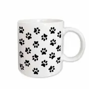 3dRose Paw print pattern - black pawprints on white - cute cartoon animal eg dog