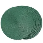 Round Braided Placemats Set of 6 Place Mats for Dining Tables Woven Washable ...