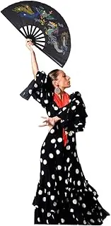 HAWILLOSCH 1Pc Traditional Chinese Pattern Folding Fan for Tai Chi Fitness Martial Arts Kung Fu Performance Elegant Handheld Fan Portable Summer Accessory Black