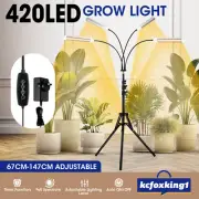 LED Grow Light Plants 420LEDs 200W 4 Heads Auto Timer Adjustable Tripod Stand