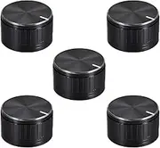 uxcell 5pcs Potentiometer Knob Knurled Shaft Black Aluminum Groove Surface Rotary Knob 30mmx17mm Volume Control Knob