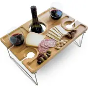 Portable Foldable Camping Park Outdoor Bamboo Wine Picnic Table Snack Tray Gift